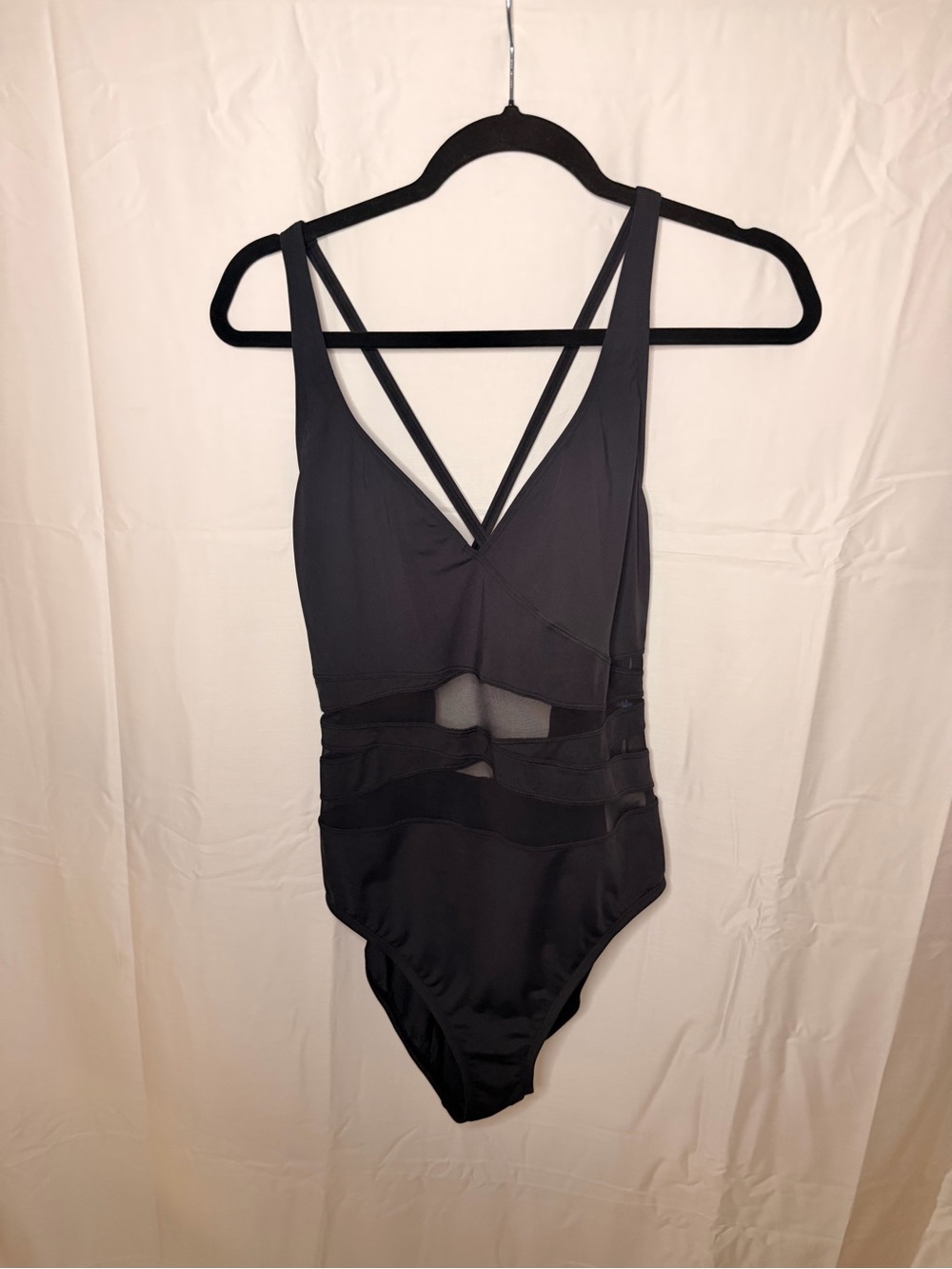 Bleu Rod Beattie Black Strappy Mesh One-Piece Swimsuit